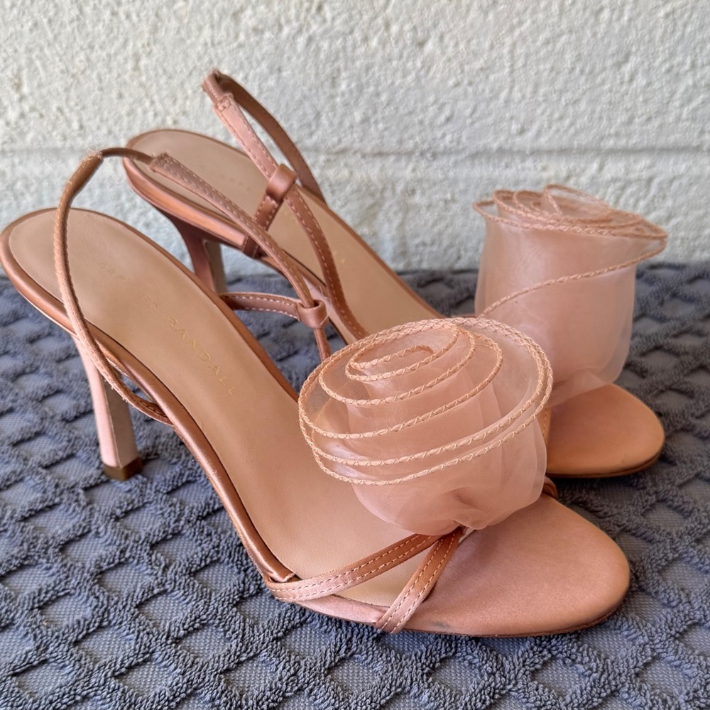 Loeffler Randall Steph Rosette Slingback Sandals Blush Pink 6 B
